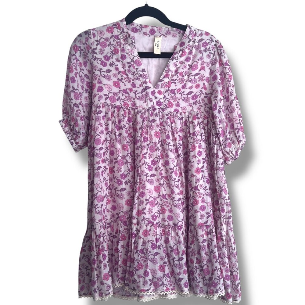 Little Spell and The Gypsy Girls Spring Purple Pink Garden Mossy Boho Dress 3-4Y